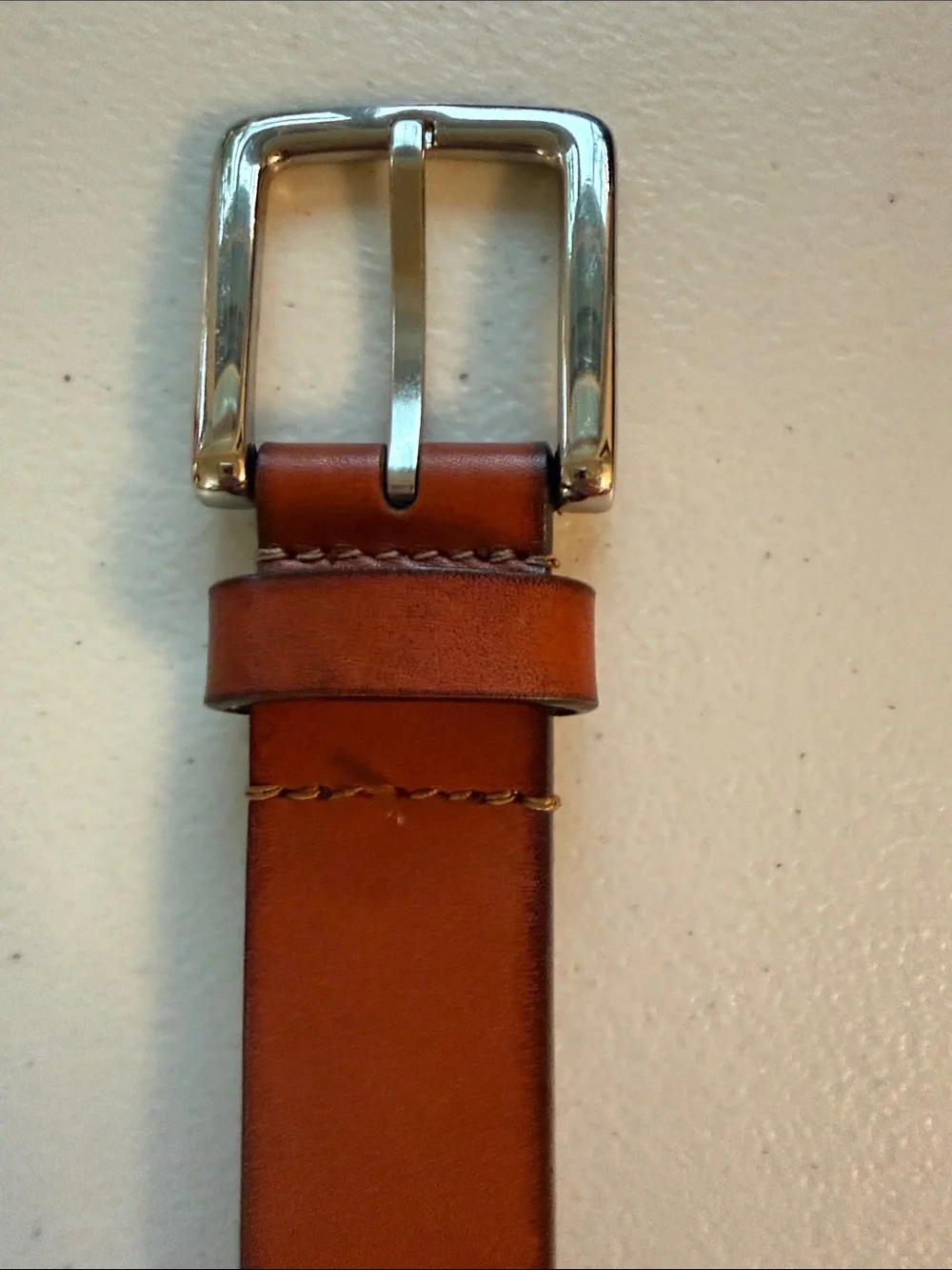 Cole Haan Brown Cognac Leather Belt with Silver Buckle size 36